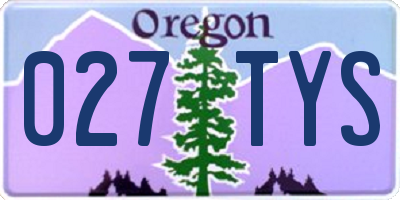 OR license plate 027TYS