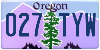 OR license plate 027TYW