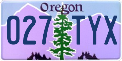 OR license plate 027TYX