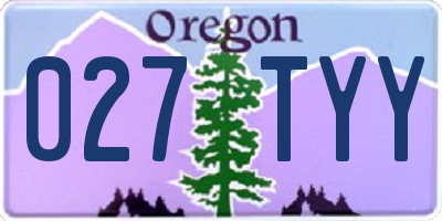 OR license plate 027TYY
