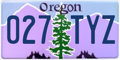 OR license plate 027TYZ