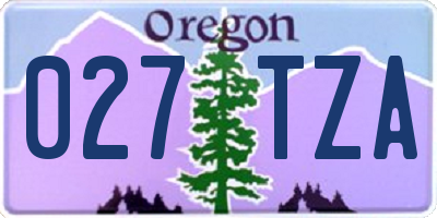 OR license plate 027TZA