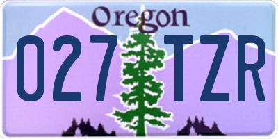 OR license plate 027TZR