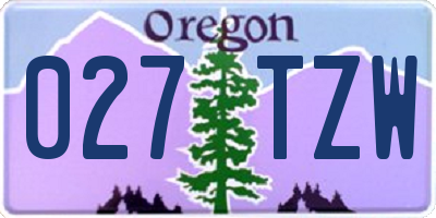 OR license plate 027TZW