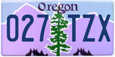 OR license plate 027TZX
