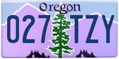 OR license plate 027TZY