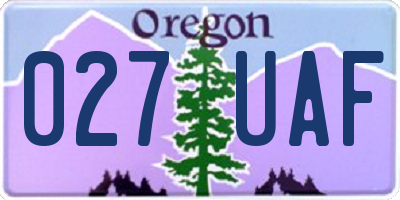 OR license plate 027UAF