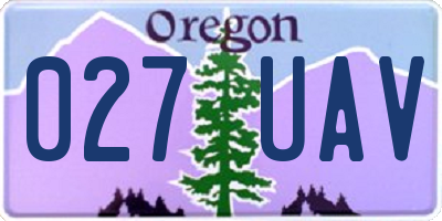 OR license plate 027UAV