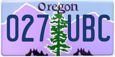 OR license plate 027UBC