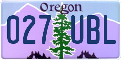 OR license plate 027UBL