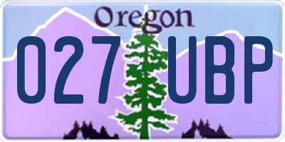 OR license plate 027UBP
