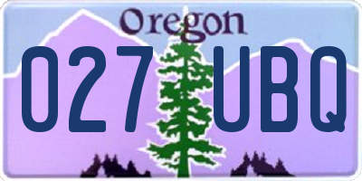 OR license plate 027UBQ