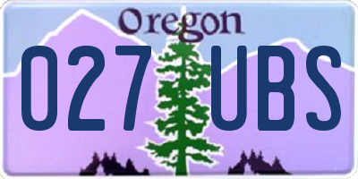OR license plate 027UBS