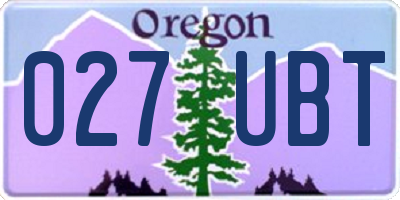 OR license plate 027UBT