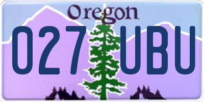 OR license plate 027UBU