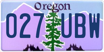 OR license plate 027UBW