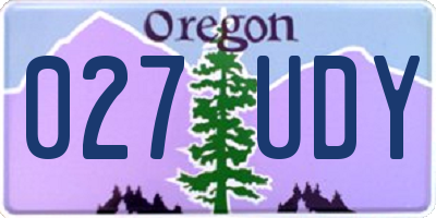 OR license plate 027UDY