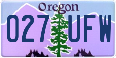 OR license plate 027UFW