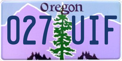 OR license plate 027UIF