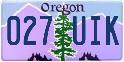 OR license plate 027UIK