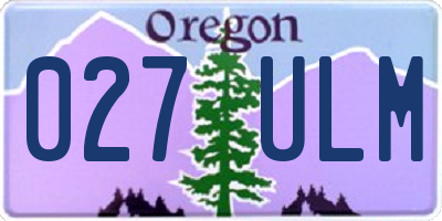 OR license plate 027ULM