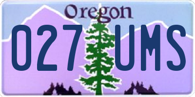 OR license plate 027UMS