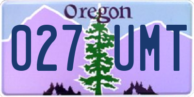 OR license plate 027UMT
