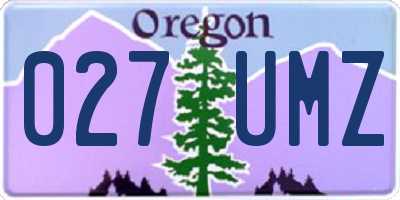 OR license plate 027UMZ