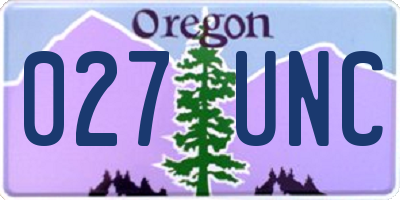 OR license plate 027UNC