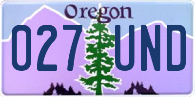 OR license plate 027UND