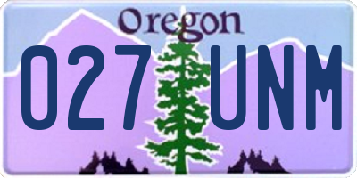 OR license plate 027UNM