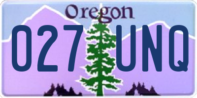 OR license plate 027UNQ