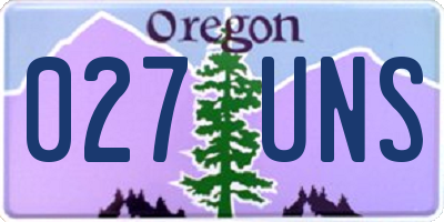 OR license plate 027UNS