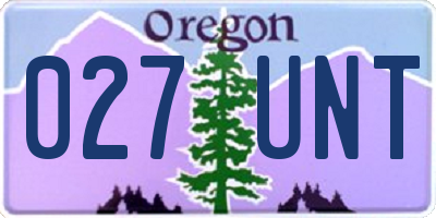 OR license plate 027UNT