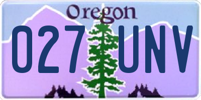 OR license plate 027UNV