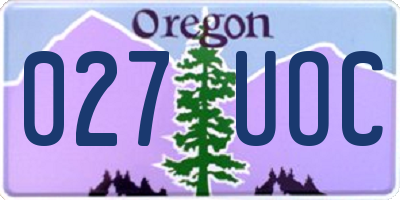 OR license plate 027UOC