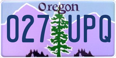 OR license plate 027UPQ
