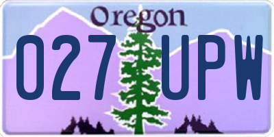OR license plate 027UPW