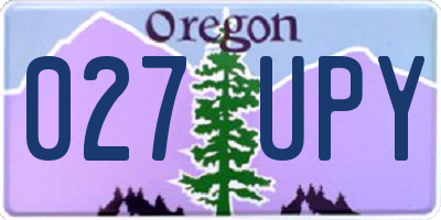 OR license plate 027UPY