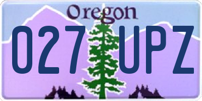 OR license plate 027UPZ
