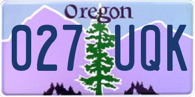 OR license plate 027UQK