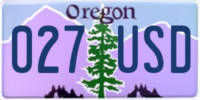 OR license plate 027USD