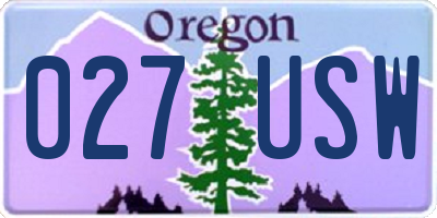 OR license plate 027USW