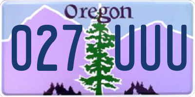 OR license plate 027UUU