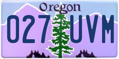 OR license plate 027UVM