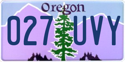 OR license plate 027UVY