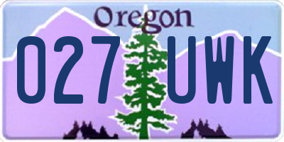 OR license plate 027UWK