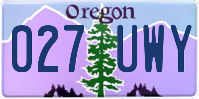 OR license plate 027UWY