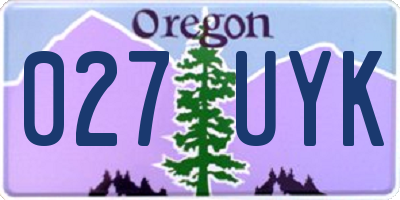 OR license plate 027UYK