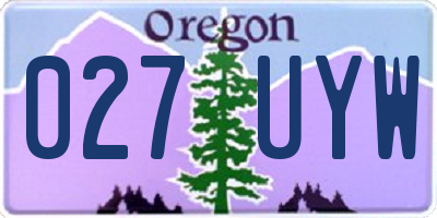 OR license plate 027UYW
